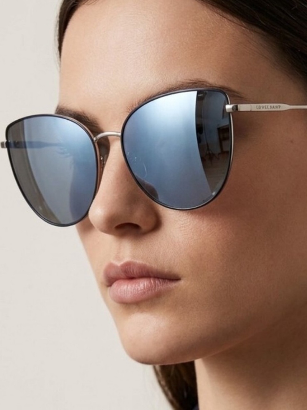 LONG-CHAMP CAT EYE MIRROR SUNGLASSES NEW WITH DUST CLOTH & CASE